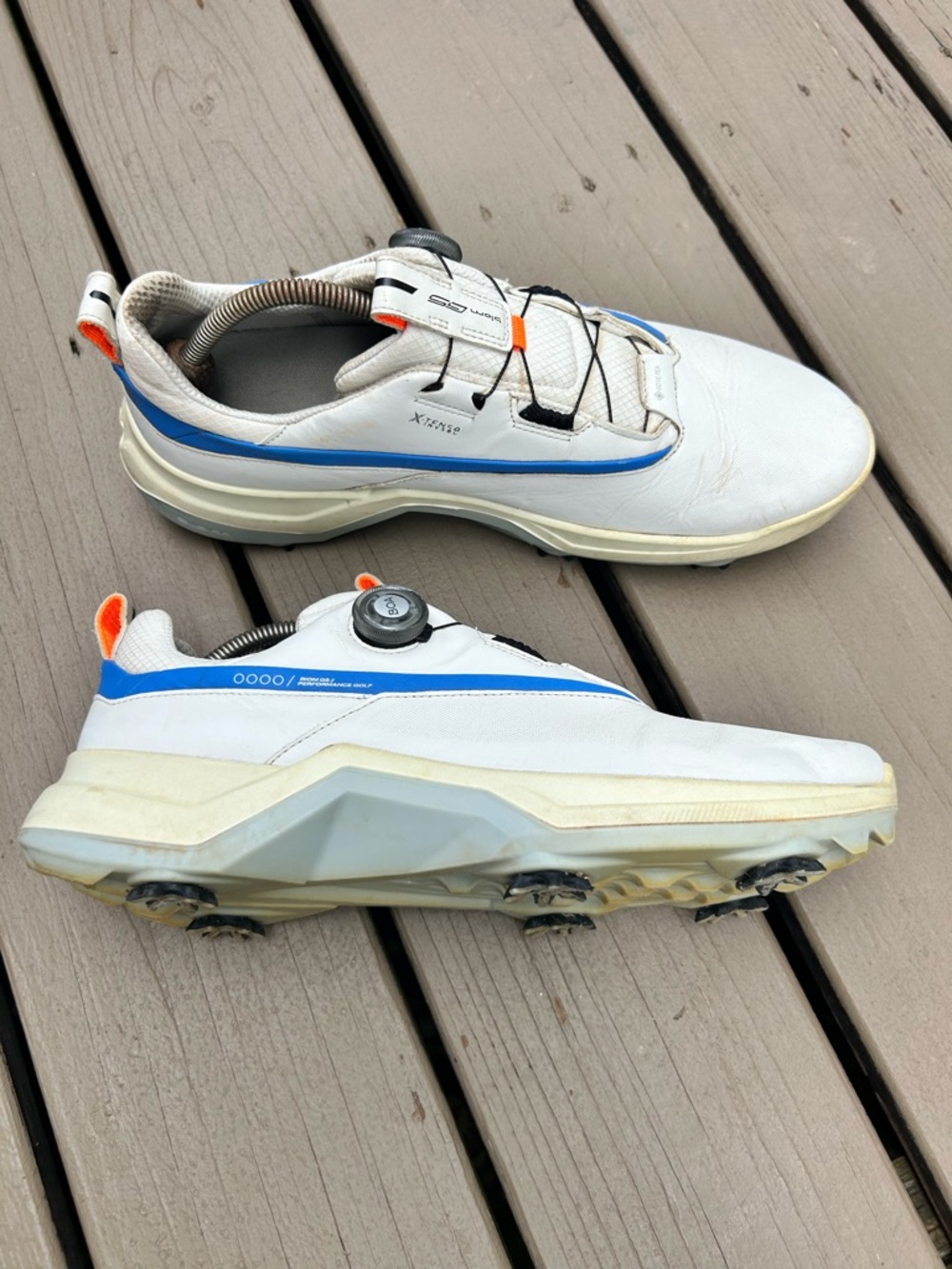 ECCO GOLF Biom G5 BOA Golf Shoe White Blue Orange | Size EU46 US12-12.5 UK11.5